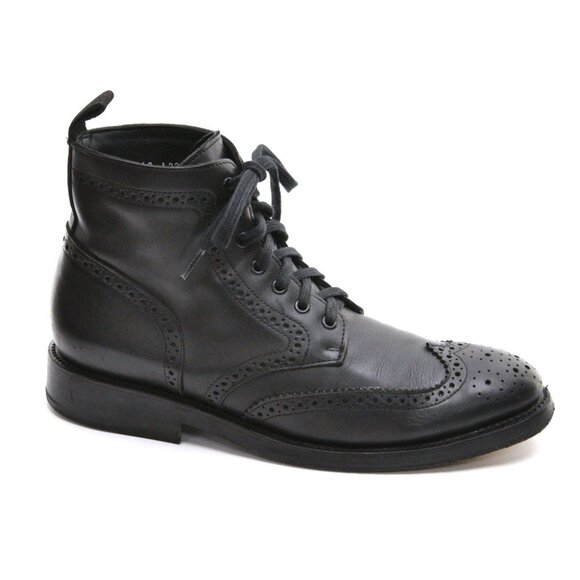 Men Thursday Black Wingtip Brogue Hand Made Boota 9 M - Picture 4 of 7